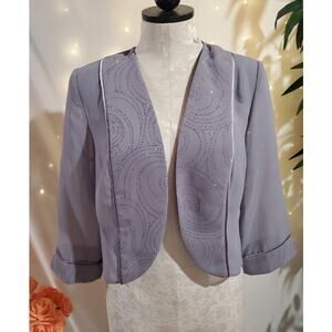 Maya Brooke Vtg Glitter Sparkle Sheer Open Cropped Topper Jacket Womens Size 10